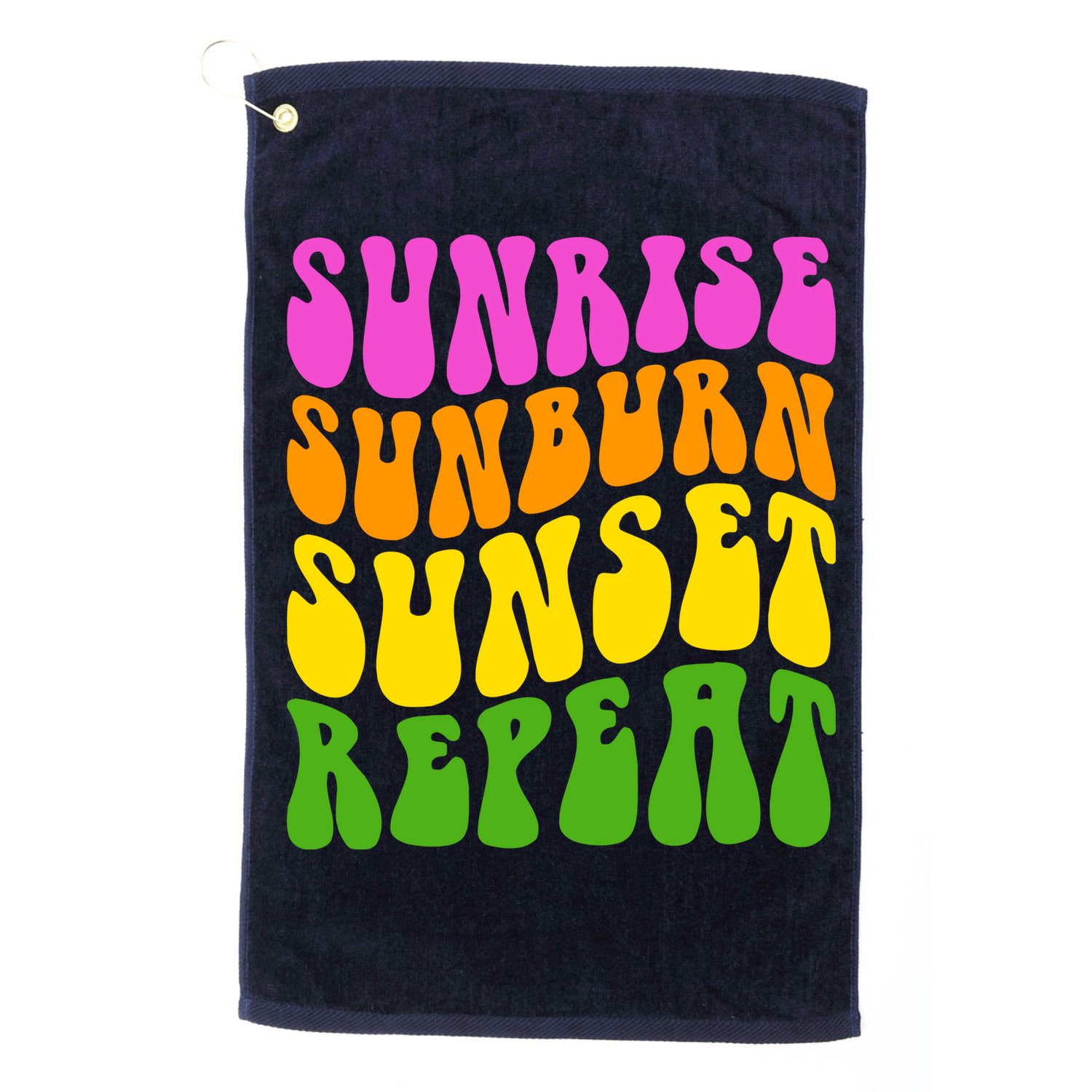 Sunrise Sunburn Sunset Repeat Retro Summer Golf Towel