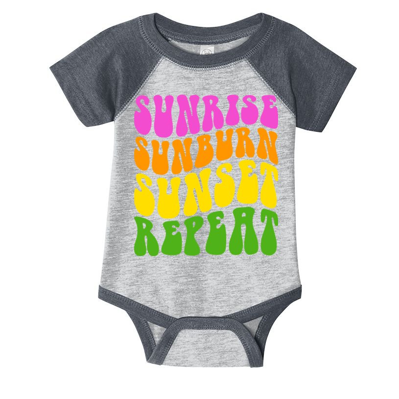 Sunrise Sunburn Sunset Repeat Retro Summer Infant Baby Jersey Bodysuit