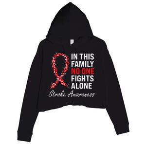 Stroke Survivor Stroke Awareness Red Ribbon Crop Fleece Hoodie