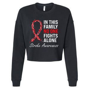 Stroke Survivor Stroke Awareness Red Ribbon Cropped Pullover Crew