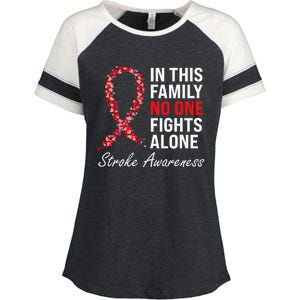 Stroke Survivor Stroke Awareness Red Ribbon Enza Ladies Jersey Colorblock Tee