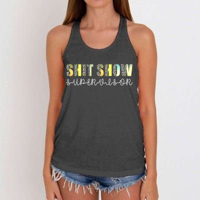 Shit Show Supervisor Funny Mom Boss Manager Coordinator Women's Knotted Racerback Tank