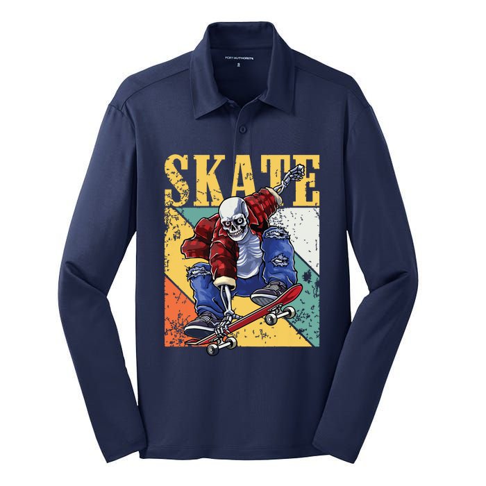 Skateboarding Skateboard Skateboarder Silk Touch Performance Long Sleeve Polo