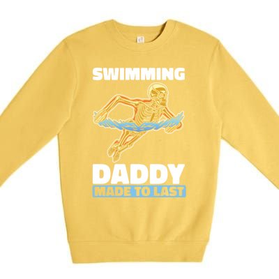 Swimming Skeleton Swim Pool Swimmer Fathers Day Dad Gift Premium Crewneck Sweatshirt