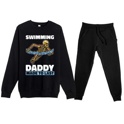 Swimming Skeleton Swim Pool Swimmer Fathers Day Dad Gift Premium Crewneck Sweatsuit Set