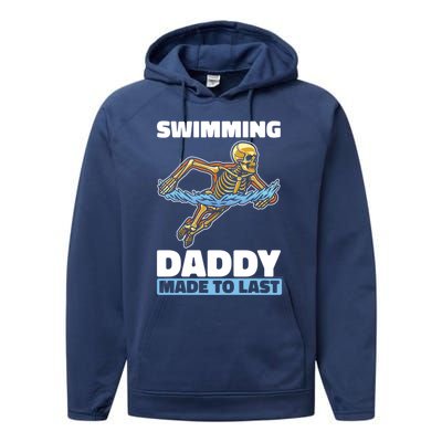 Swimming Skeleton Swim Pool Swimmer Fathers Day Dad Gift Performance Fleece Hoodie