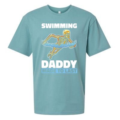 Swimming Skeleton Swim Pool Swimmer Fathers Day Dad Gift Sueded Cloud Jersey T-Shirt