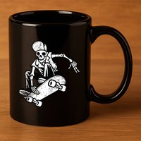 Skateboarding Skater Skate Board Skeleton 11oz C Handle Ceramic Mug