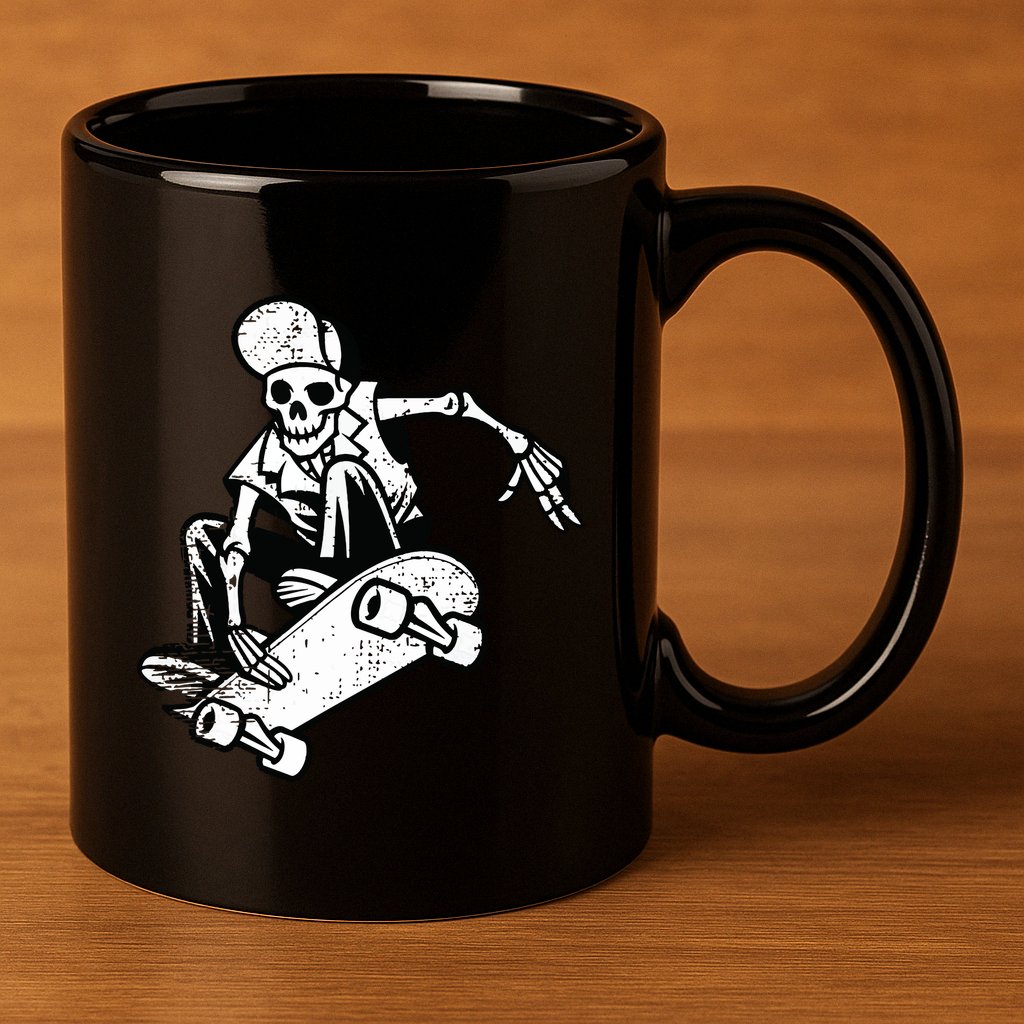 Skateboarding Skater Skate Board Skeleton 11oz C Handle Ceramic Mug