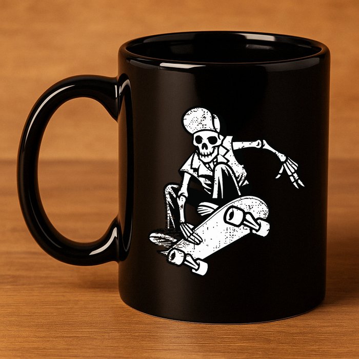 Skateboarding Skater Skate Board Skeleton 11oz C Handle Ceramic Mug