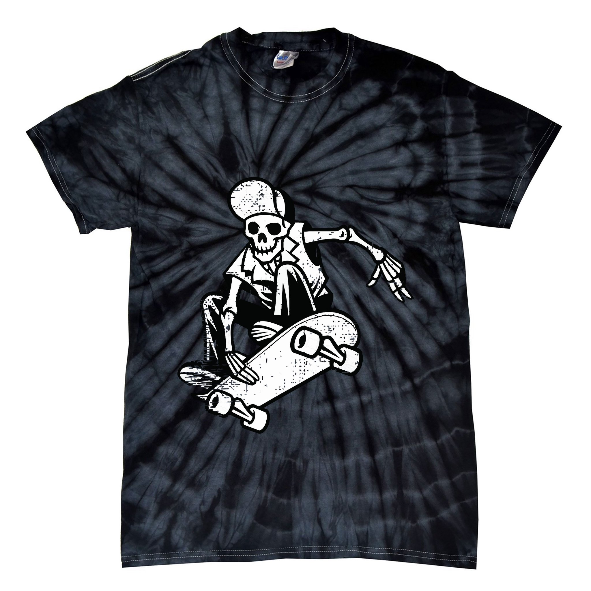 Skateboarding Skater Skate Board Skeleton Tie-Dye T-Shirt