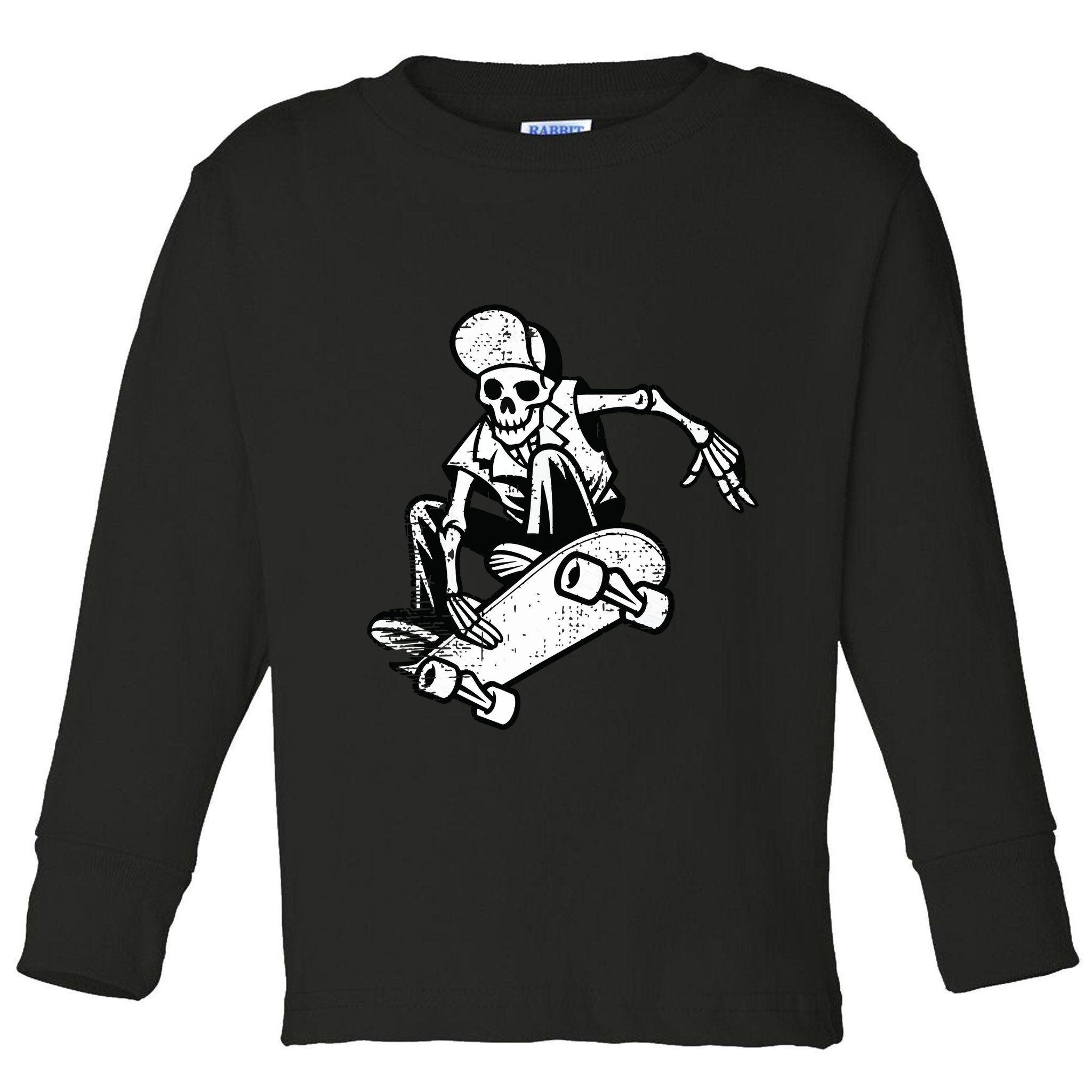 Skateboarding Skater Skate Board Skeleton Toddler Long Sleeve Shirt