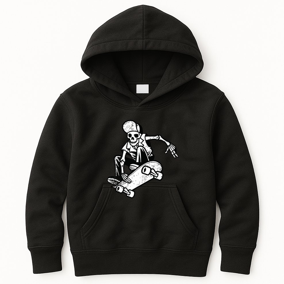 Skateboarding Skater Skate Board Skeleton Kids Hoodie