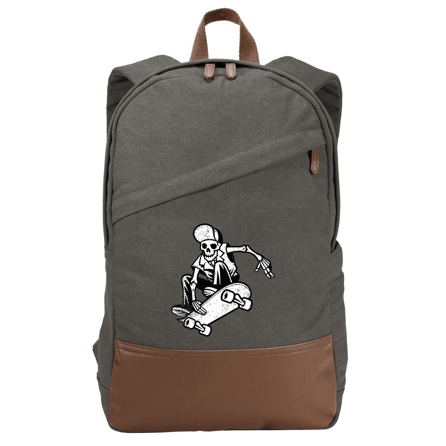 Skateboarding Skater Skate Board Skeleton Cotton Canvas Backpack