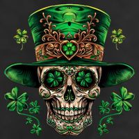Sugar Skull St Patrick Day Of The Dead 7 Panel Mesh Trucker Snapback Hat