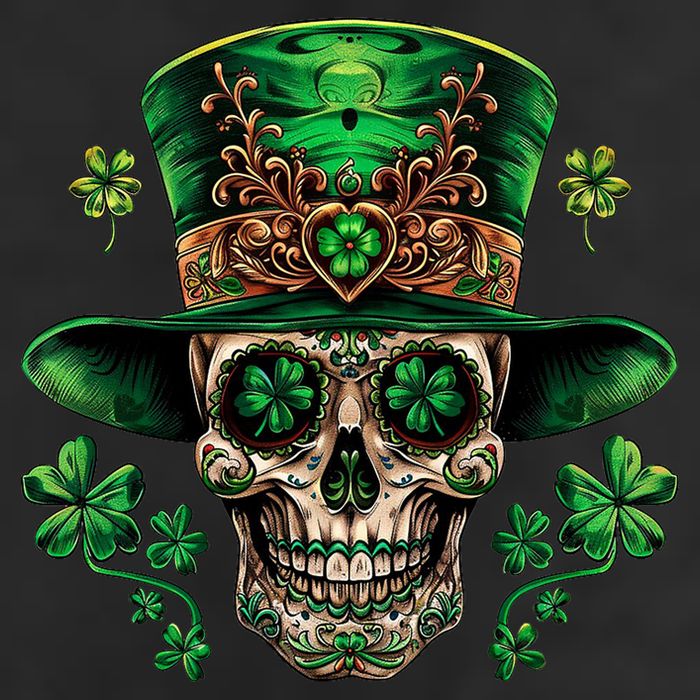 Sugar Skull St Patrick Day Of The Dead 7 Panel Mesh Trucker Snapback Hat