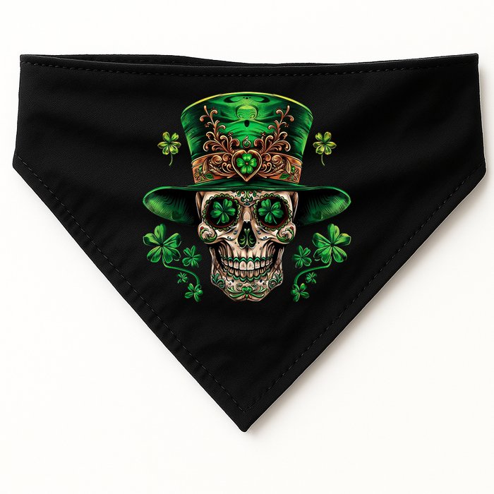 Sugar Skull St Patrick Day Of The Dead USA-Made Doggie Bandana