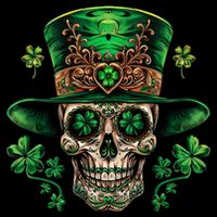 Sugar Skull St Patrick Day Of The Dead USA-Made Doggie Bandana
