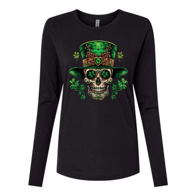 Sugar Skull St Patrick Day Of The Dead Womens Cotton Relaxed Long Sleeve T-Shirt