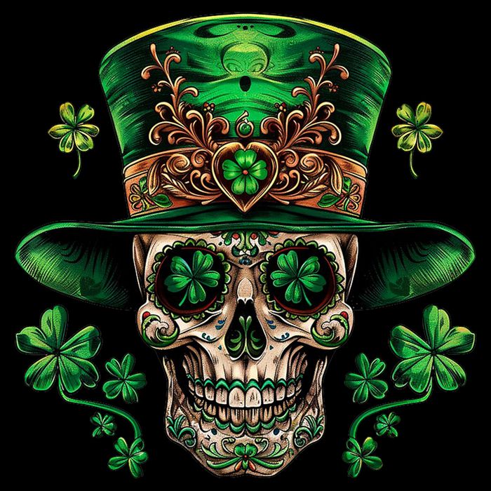 Sugar Skull St Patrick Day Of The Dead Cooling Performance Crew T-Shirt