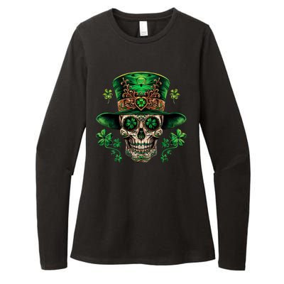 Sugar Skull St Patrick Day Of The Dead Womens CVC Long Sleeve Shirt