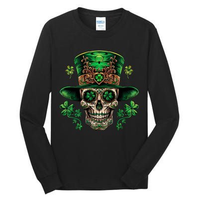 Sugar Skull St Patrick Day Of The Dead Tall Long Sleeve T-Shirt