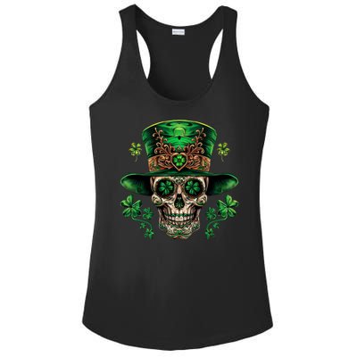 Sugar Skull St Patrick Day Of The Dead Ladies PosiCharge Competitor Racerback Tank