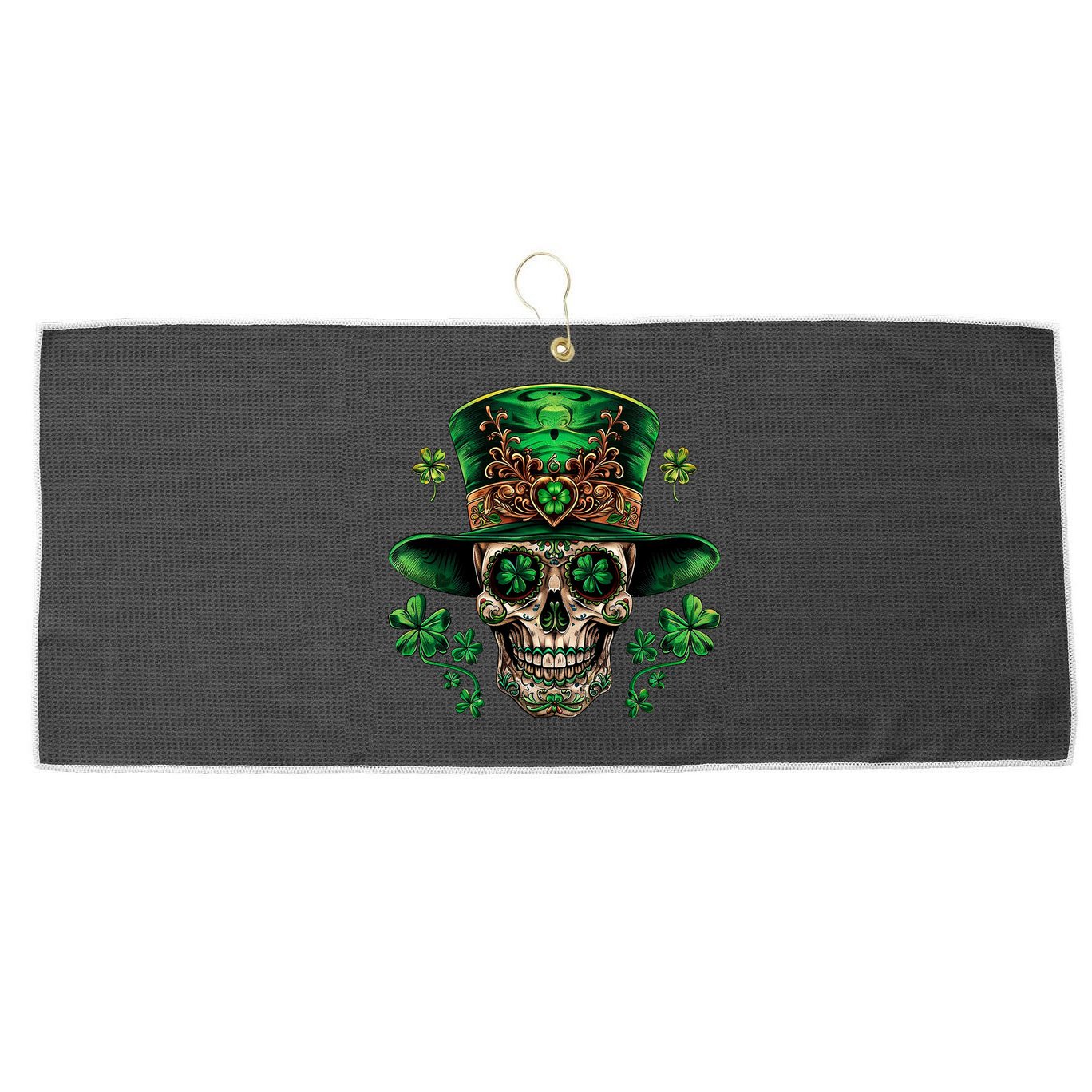 Sugar Skull St Patrick Day Of The Dead Large Microfiber Waffle Golf Towel