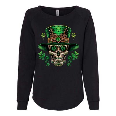 Sugar Skull St Patrick Day Of The Dead Womens California Wash Sweatshirt