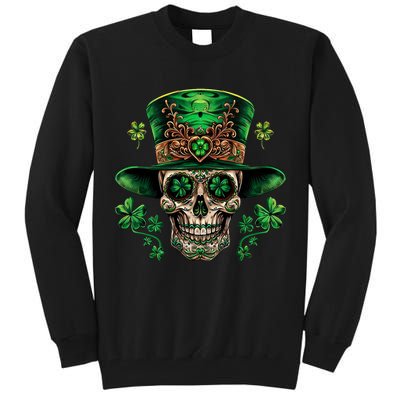 Sugar Skull St Patrick Day Of The Dead Tall Sweatshirt
