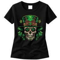 Sugar Skull St Patrick Day Of The Dead Womens T-Shirt