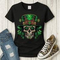 Sugar Skull St Patrick Day Of The Dead Womens T-Shirt