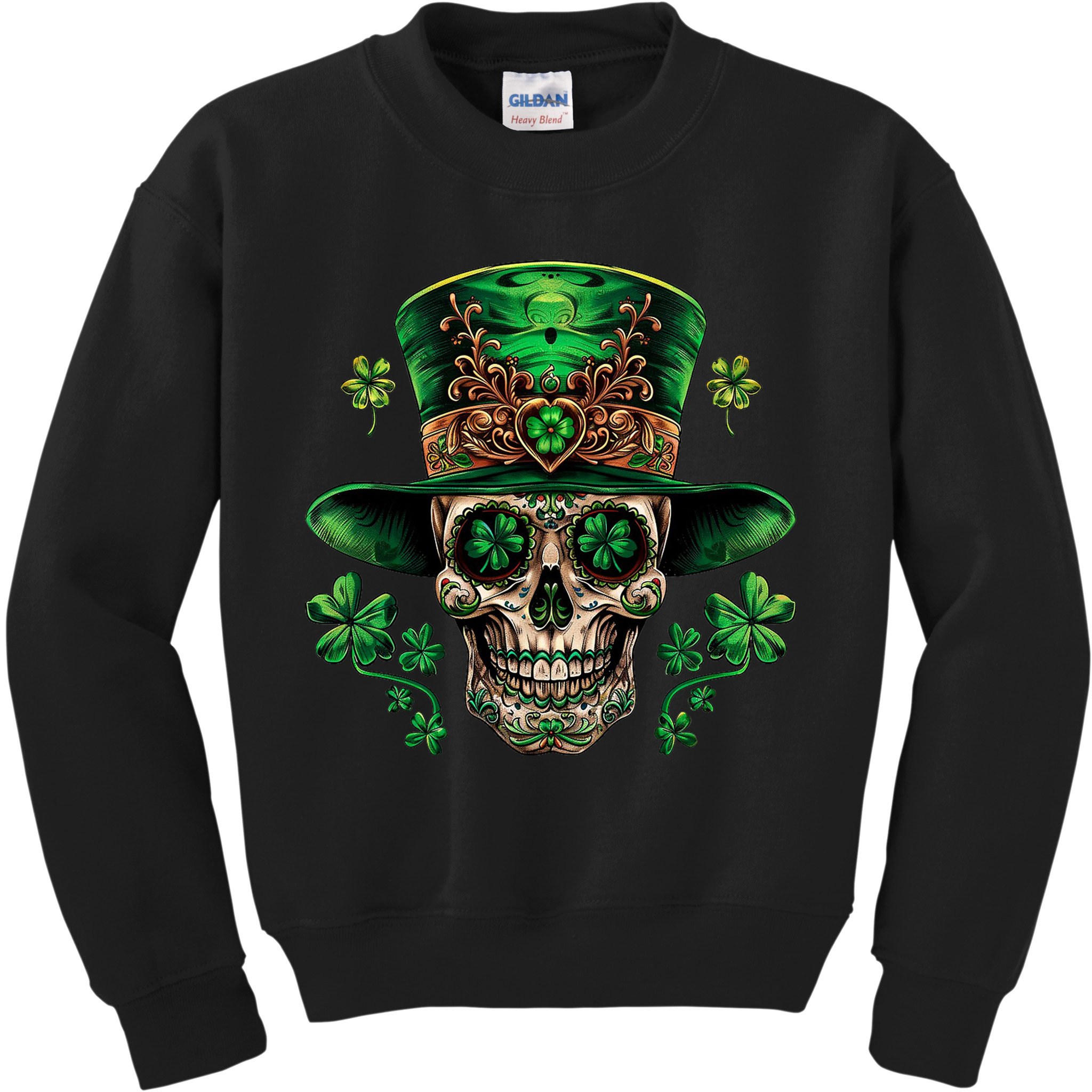 Sugar Skull St Patrick Day Of The Dead Kids Sweatshirt