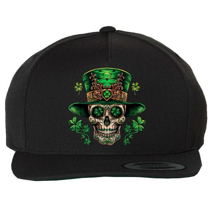 Sugar Skull St Patrick Day Of The Dead Wool Snapback Cap