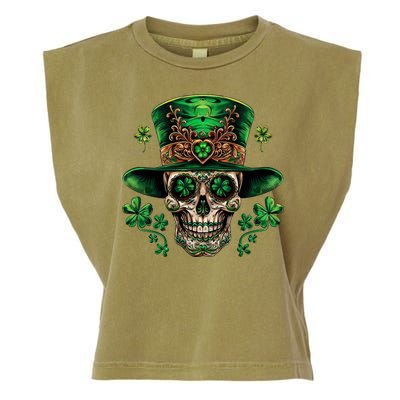 Sugar Skull St Patrick Day Of The Dead Garment-Dyed Women's Muscle Tee