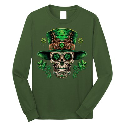 Sugar Skull St Patrick Day Of The Dead Long Sleeve Shirt