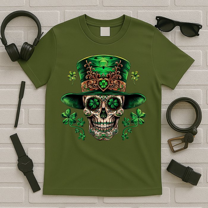 Sugar Skull St Patrick Day Of The Dead T-Shirt
