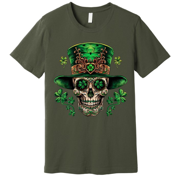 Sugar Skull St Patrick Day Of The Dead Premium T-Shirt