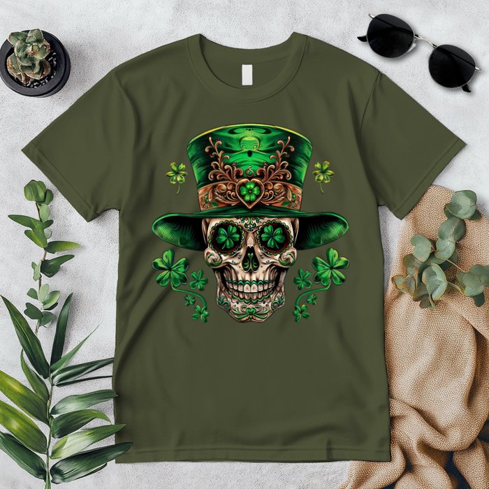 Sugar Skull St Patrick Day Of The Dead Premium T-Shirt