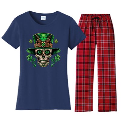 Sugar Skull St Patrick Day Of The Dead Women's Flannel Pajama Set