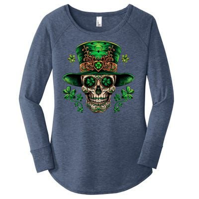 Sugar Skull St Patrick Day Of The Dead Women's Perfect Tri Tunic Long Sleeve Shirt