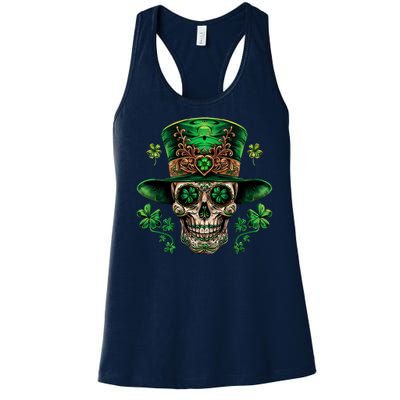 Sugar Skull St Patrick Day Of The Dead Women's Racerback Tank