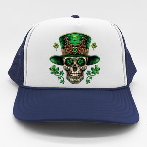 Sugar Skull St Patrick Day Of The Dead Trucker Hat