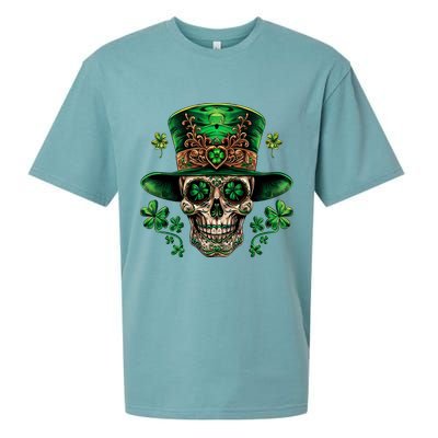 Sugar Skull St Patrick Day Of The Dead Sueded Cloud Jersey T-Shirt