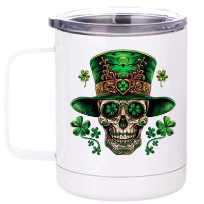 Sugar Skull St Patrick Day Of The Dead 12 oz Stainless Steel Tumbler Cup