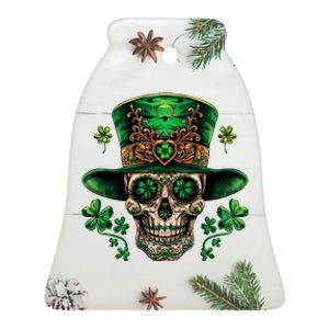 Sugar Skull St Patrick Day Of The Dead Ceramic Bell Ornament