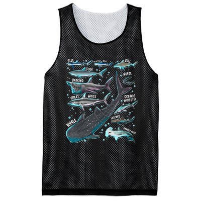 Shark Species Shark Gifts Shark Faces Tee Marine Biology Mesh Reversible Basketball Jersey Tank