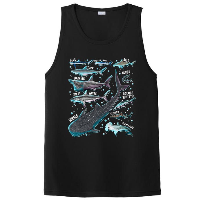 Shark Species Shark Gifts Shark Faces Tee Marine Biology PosiCharge Competitor Tank