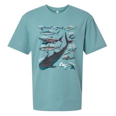 Shark Species Shark Gifts Shark Faces Tee Marine Biology Sueded Cloud Jersey T-Shirt