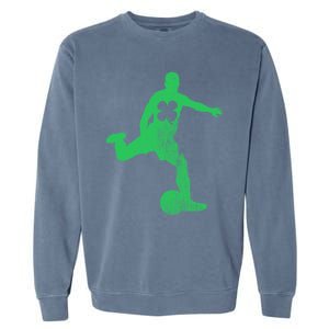 Soccer Shamrock St Patrick's Day Irish Saint Paddy's Meaningful Gift Garment-Dyed Sweatshirt